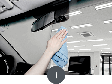 Clean the windshield where the product is to be placed.